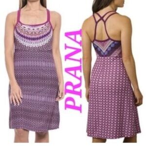 PrAna Woman’s Large Violet Sol Cora Ikat Tank Dress Purple